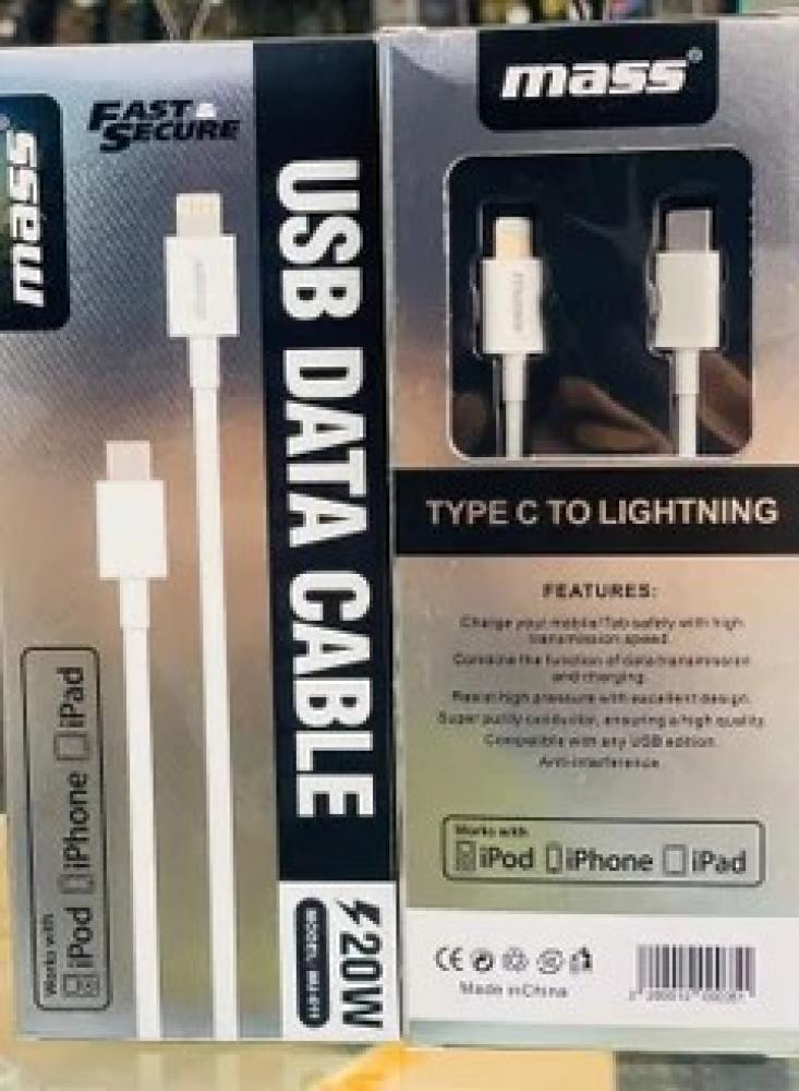 MASS Type-c To Lightning 20W PD Fast Charging Cable MU011 evolt cbl 100 usb a to mfi certified fast charge and sync tangle free fishing net wire braided cable 30 000x bend tested 1 2m white