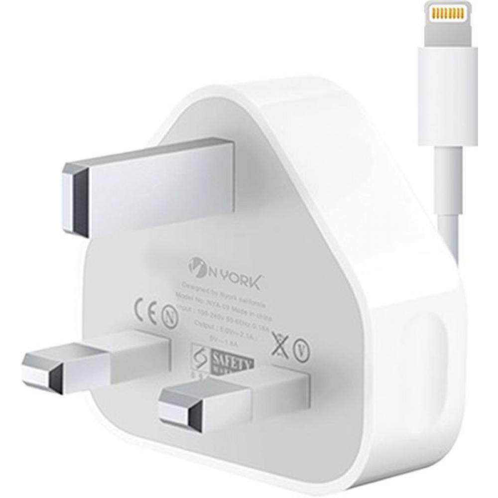 Nyork Wall Charger With Lightning Cable White NYH210