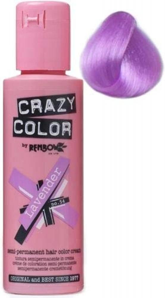 Crazy Color / Hair color, Semi permanent, 54 - lavender, 3.38 fl. oz (100 ml) natural hair dyeing hair color hair wax colour dye for women men strong gel cream hair dye one time dyeing 100g