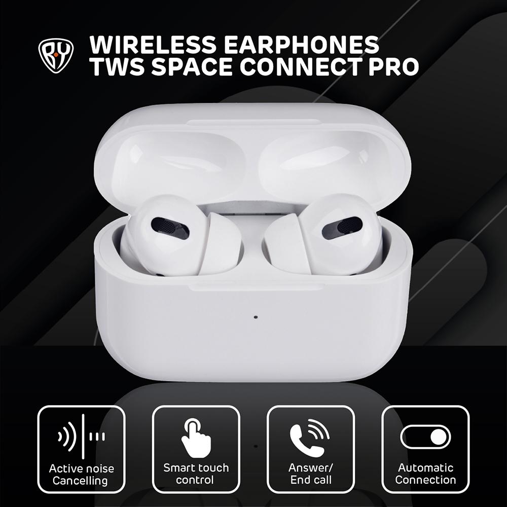 BY Headphones with Wireless Charging Case Space Connect PRO lycka beat buds tws bluetooth earbuds with wireless charging case white
