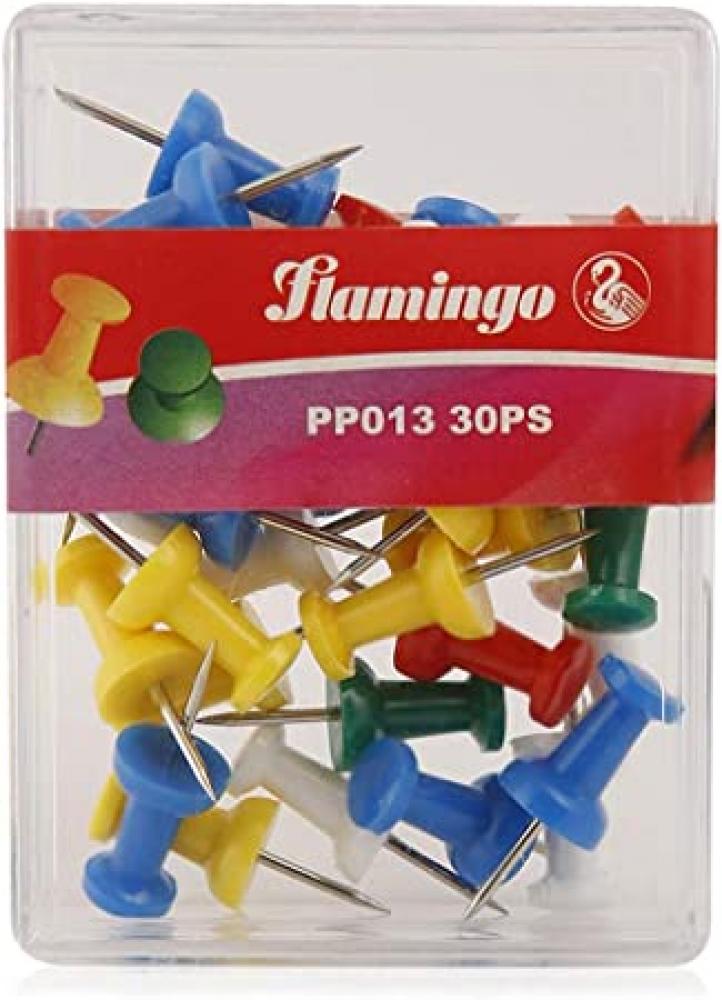 Flamingo Plastic Thumb Tack (S1X30) flamingo stapler for office home ideal for 25 sheets