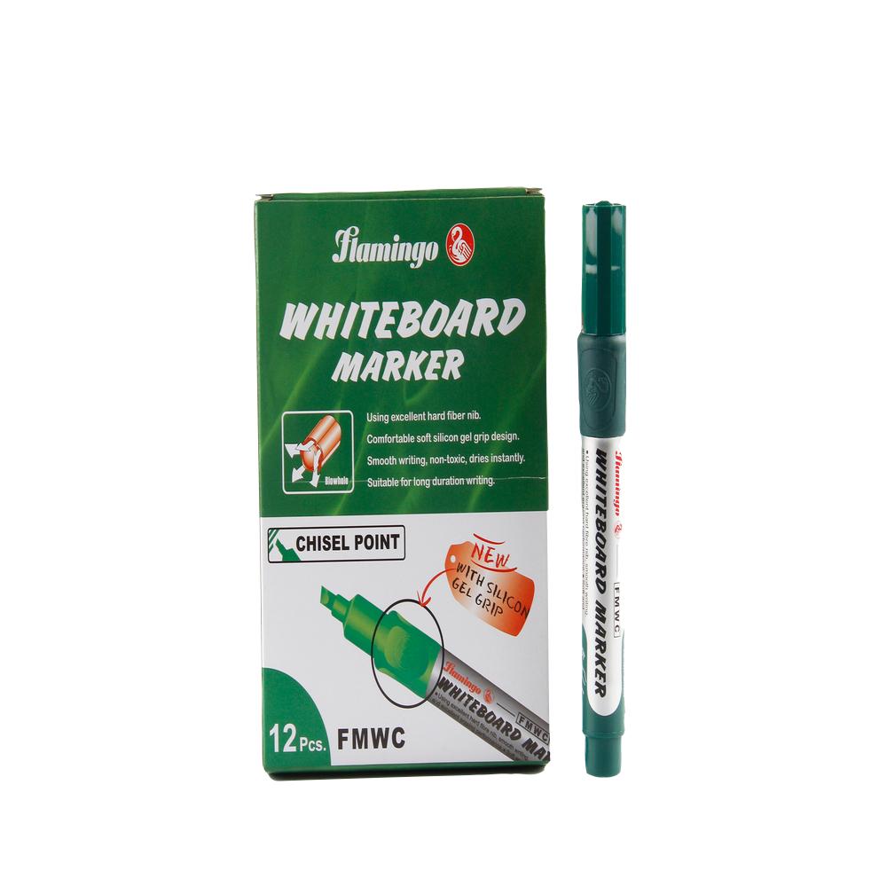 White Board Marker - CHISEL POINT - Green - Pack of 12 Pcs Flamingo white board marker chisel point blue 12 pcs pack flamingo