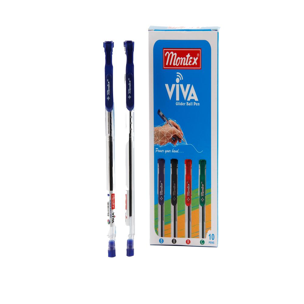 Montex Viva Glider Ball Pen 10 Pc in Box - Blue dental lab electric waxer wax knife carving pencil pen 6 pot tips with 2 pens pencil dental heater machine hs