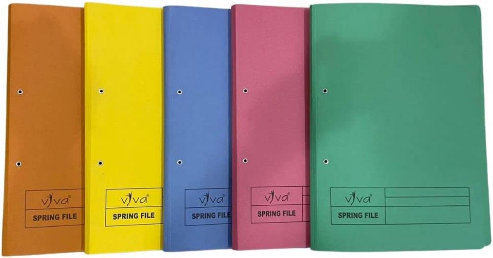 Spring File Folder for Perforated Documents 300 GSM for A4 Documents Filing - 5 Pcs Pack Pink Colour