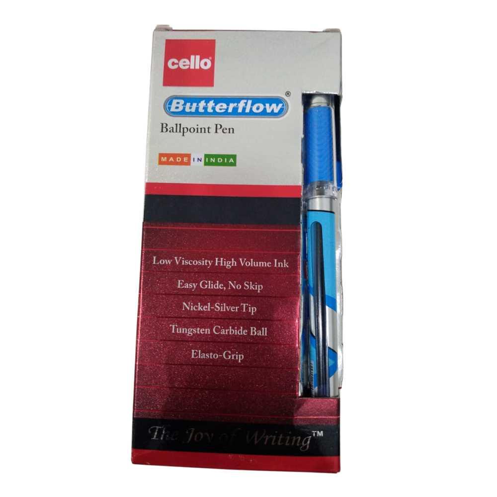 CELLO Butterflow Ball Pen 0.7 mm Box Of 12Pc Blue fashion high quality metal 0 5mm roller ball pens ballpoint pen school