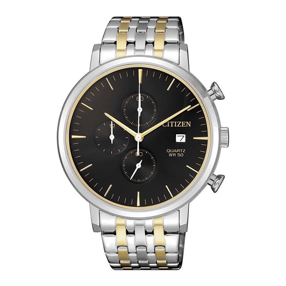 Citizen Chronograph Silver\/Gold Stainless Steel Analog Watch for Men AN3614-54E