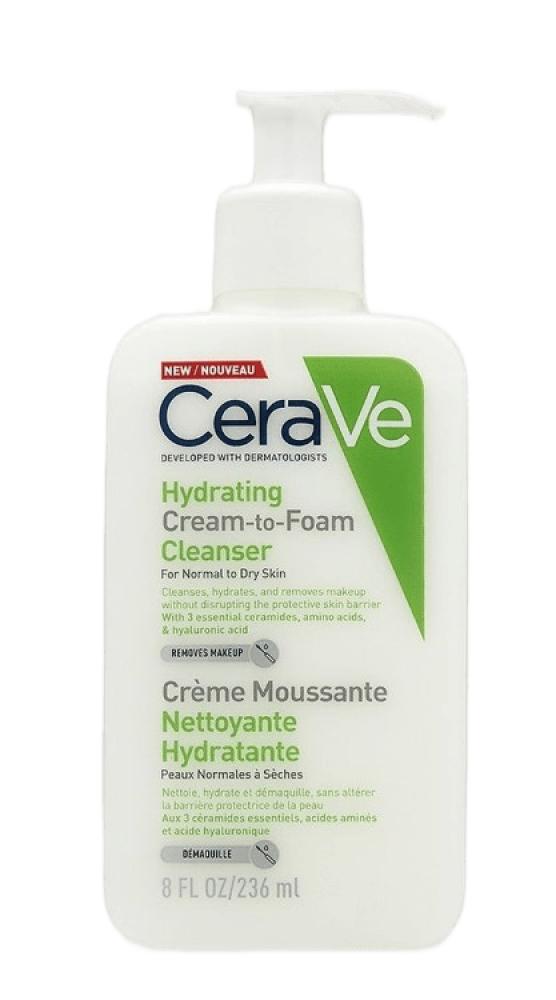 цена CeraVe / Hydrating cream-to-foam cleanser, For normal to dry skin, 8 fl oz (236 ml)