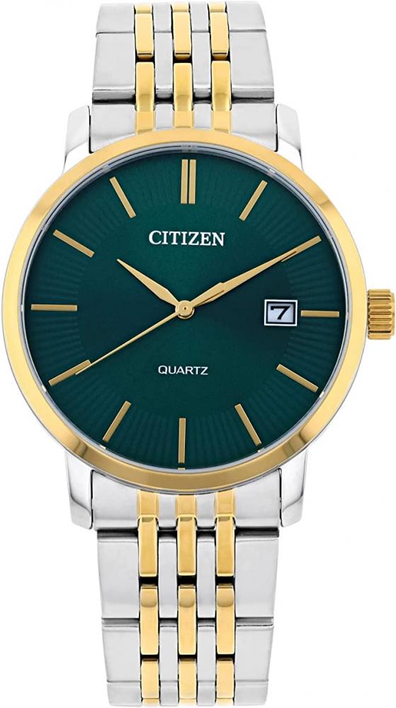 CITIZEN Quartz Analog Green Dial Two-Tone Stainless Steel Men's Watch DZ0044-50X stealth steel watch yellow gold tone finish stainless steel simulated diamond 40mm mens watch w date