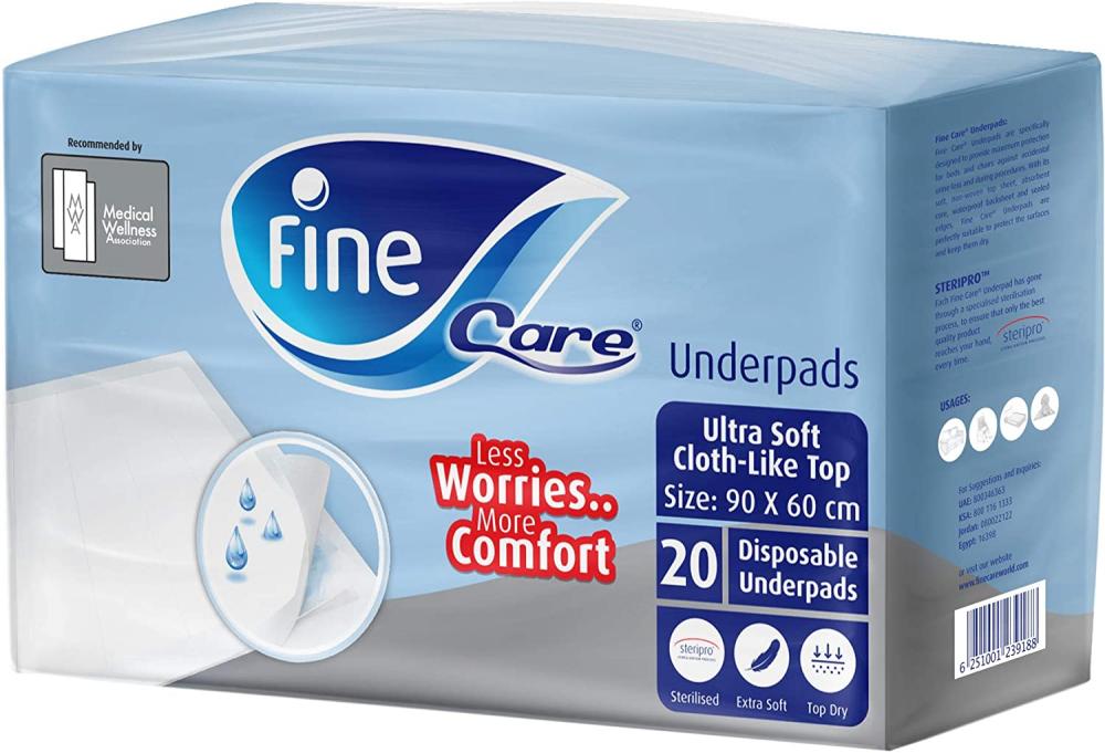 цена Fine / Underpads, Disposable and highly absorbent, Ultra soft, 90 x 60 cm, 20 pcs