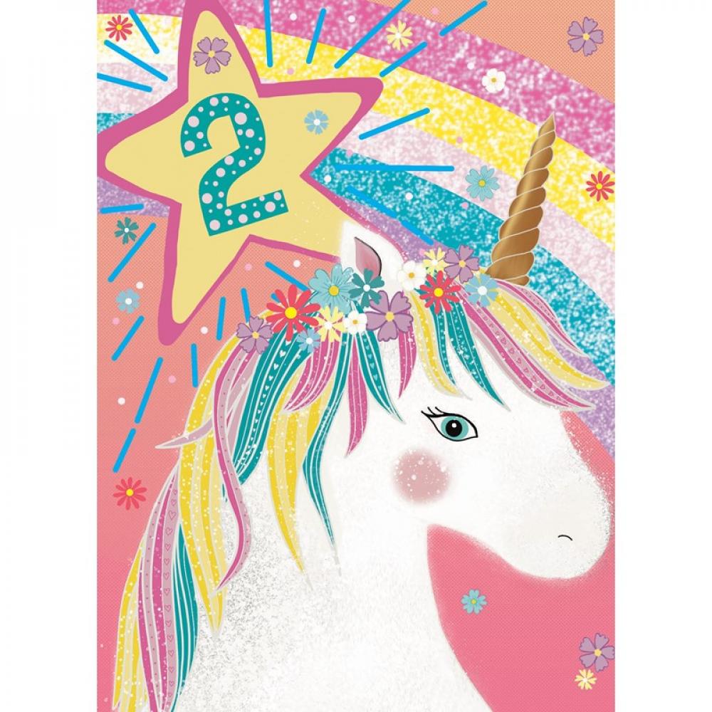 Party Time Card - Unicorn (Age 2) ty beanie boos rainbow unicorn jaguar giselle blue unicorn husky little sea prince cute collection commemorative birthday gift