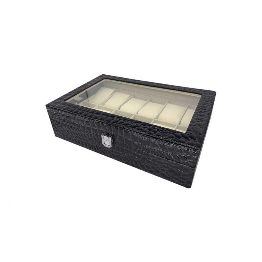 12-Compartment Watch Organizer Box, BLACK watch organizer box with 12 compartment black