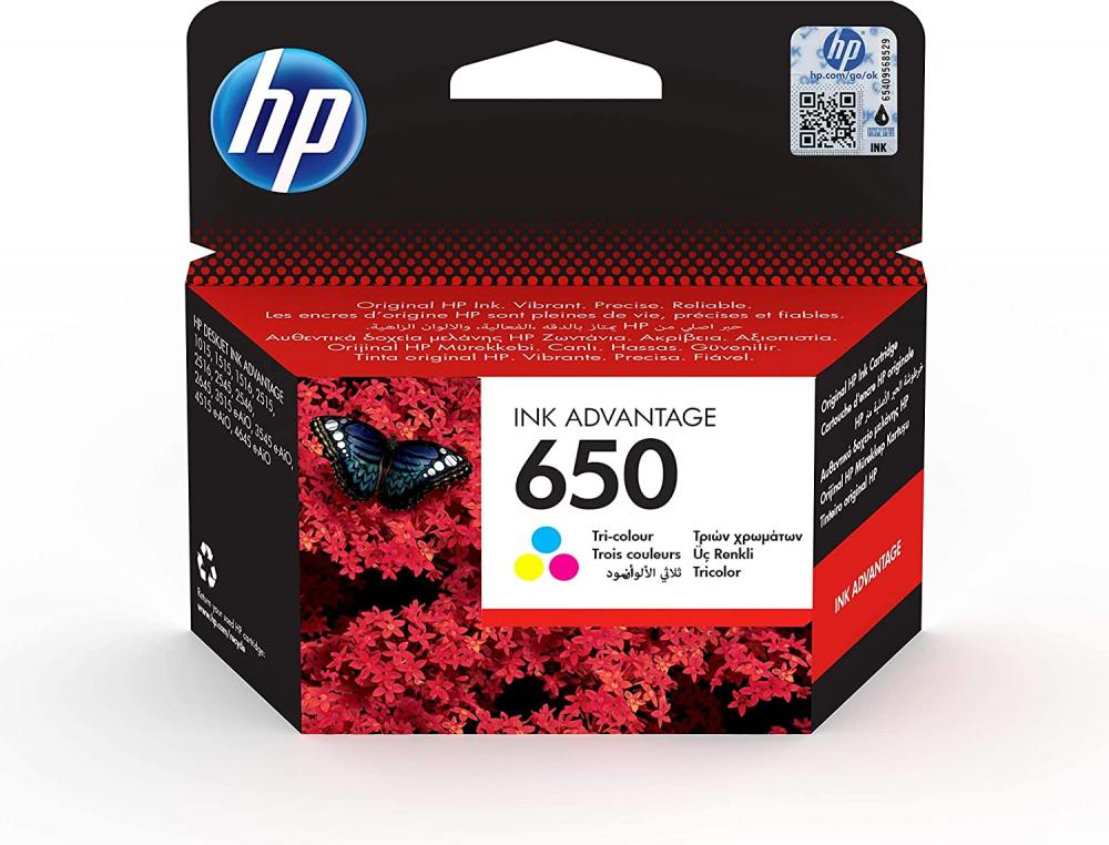 HP / Cartridge, 650 Original ink advantage, Tri-colour, CZ102AE yotat 4pcs 100ml dye ink refill kit for ricoh gc41 gc21 gc31 refillable ink cartridge or ciss ink cartridge