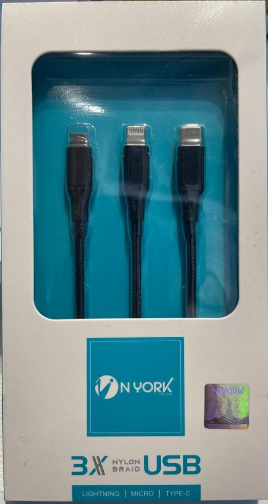 Nyork 3-in-1 USB Cable 1m UC814 цена и фото