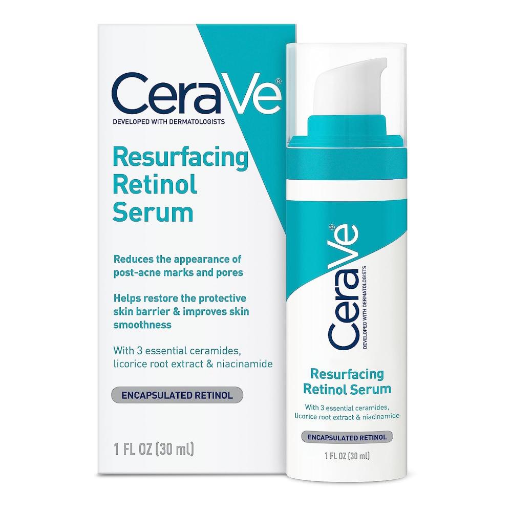 CeraVe / Serum, Resurfacing, Retinol, 1 fl.oz (30 ml) copper peptide face serum freeze dried power shrink pores serum skin care serum 6pcs acne treatment pore minimizer
