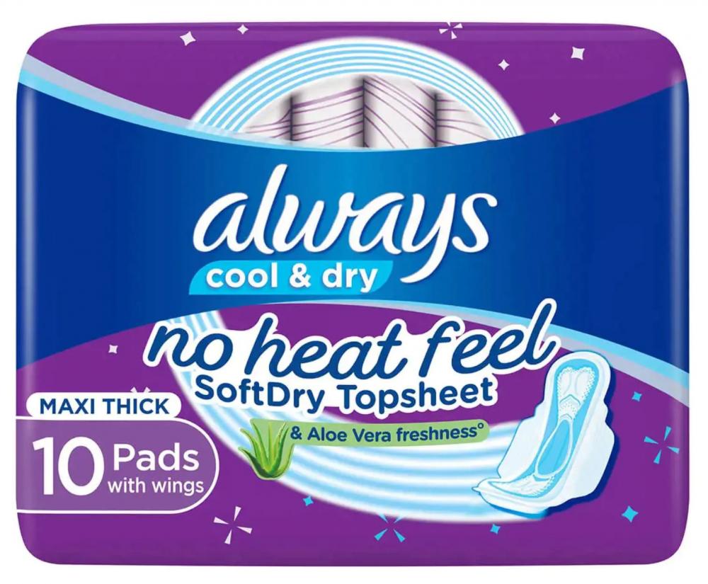 Always / Sanitary pads, Cool & dry, Maxi thick, With wings, 10 pcs thick soles women