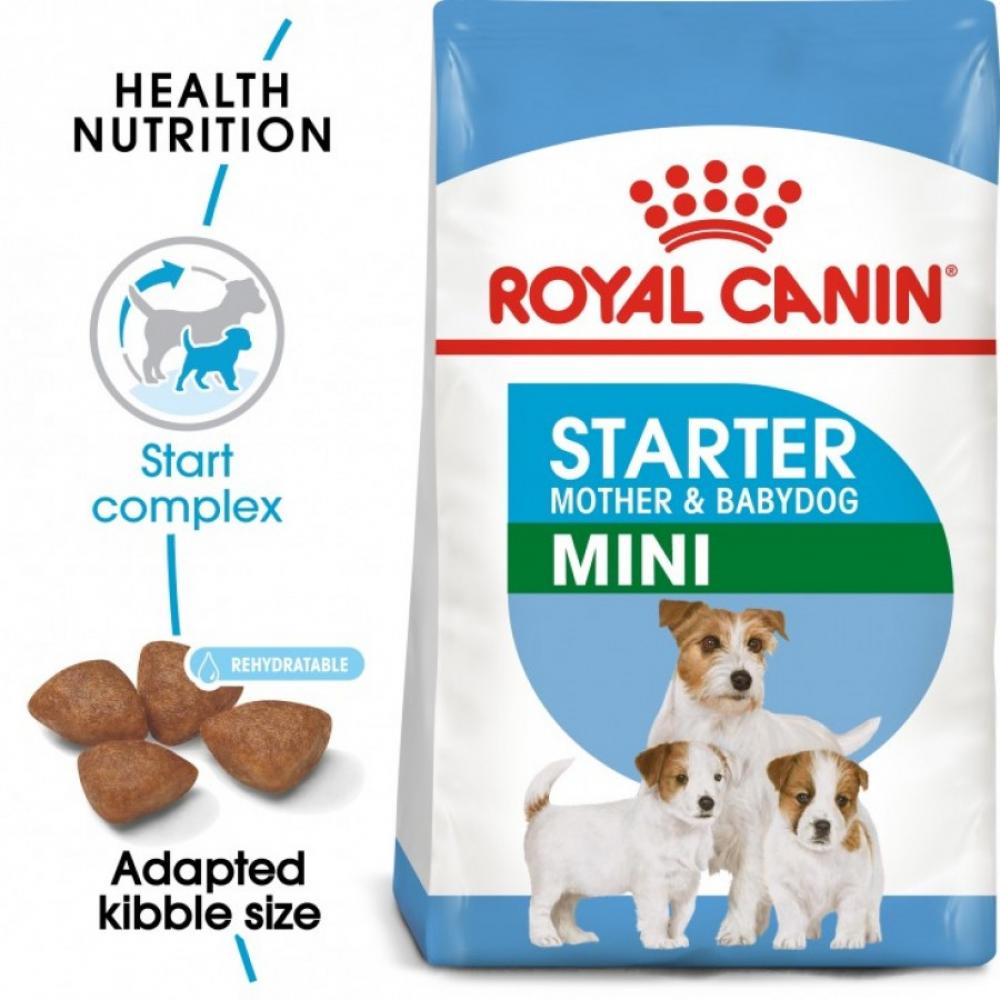 Royal Canin \/ Dry food, Starter mother and baby, Mini dog, 2.2 lbs (1 kg) royal canin wet dog food starter mousse mother and babydog 6 8 oz 195 g