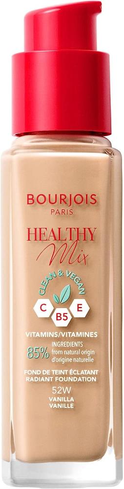 Bourjois / Foundation, Healthy mix, Clean and vegan, 52W Vanilla, 1.0 fl.oz (30 ml) bourjois foundation healthy mix clean and vegan 51w light vanilla 1 0 fl oz 30 ml