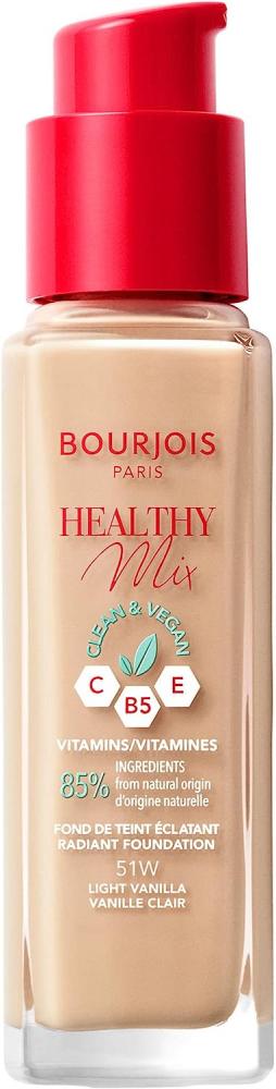 Bourjois / Foundation, Healthy mix, Clean and vegan, 51W Light vanilla, 1.0 fl.oz (30 ml) bourjois foundation healthy mix clean and vegan 51w light vanilla 1 0 fl oz 30 ml