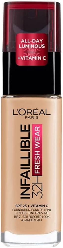 L'Oreal Paris / Foundation, Infaillible 32H fresh wear, SPF 25 + Vitamin C, 120 Vanilla, 1.0 fl.oz (30 ml) l oreal paris infaillible 24h fresh wear foundation in a powder