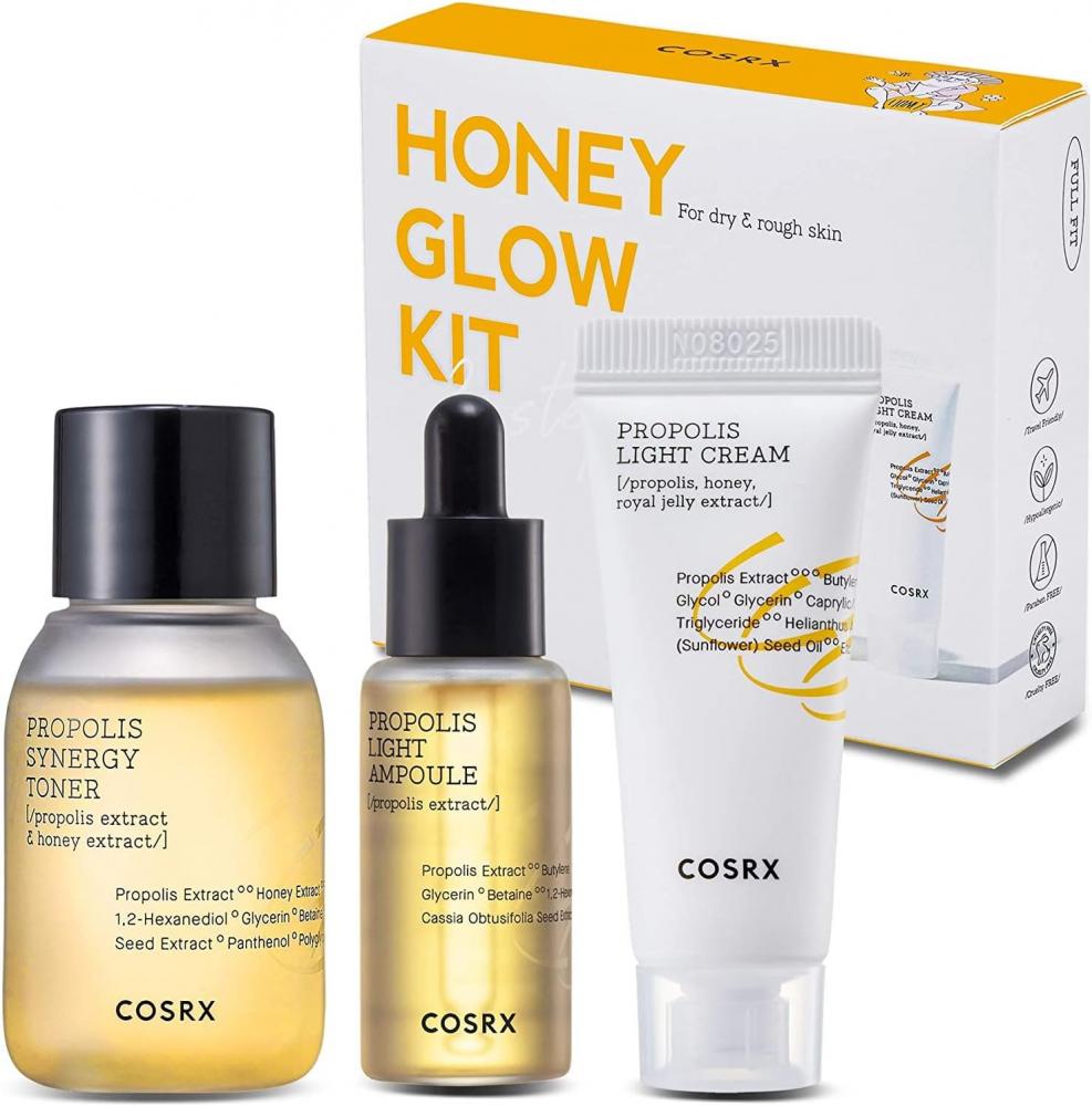 Cosrx / Honey glow kit, Propolis synergy toner, Ampoule, Cream cosrx full fit propolis honey overnight mask