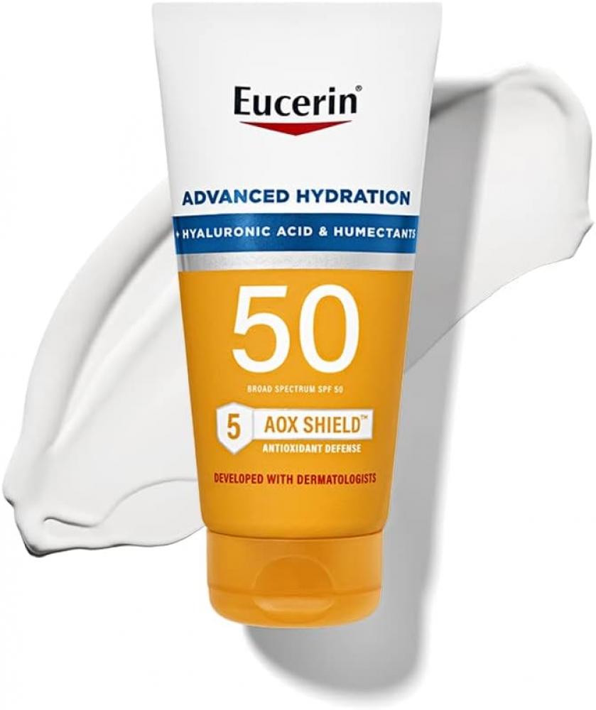 Eucerin / Sunscreen lotion, Advanced hydration, SPF 50, 5 fl oz (150 ml) eucerin face sunscreen oil control gel cream dry touch high uvauvb protection spf 50 light texture sun protection suitable under make up for ble