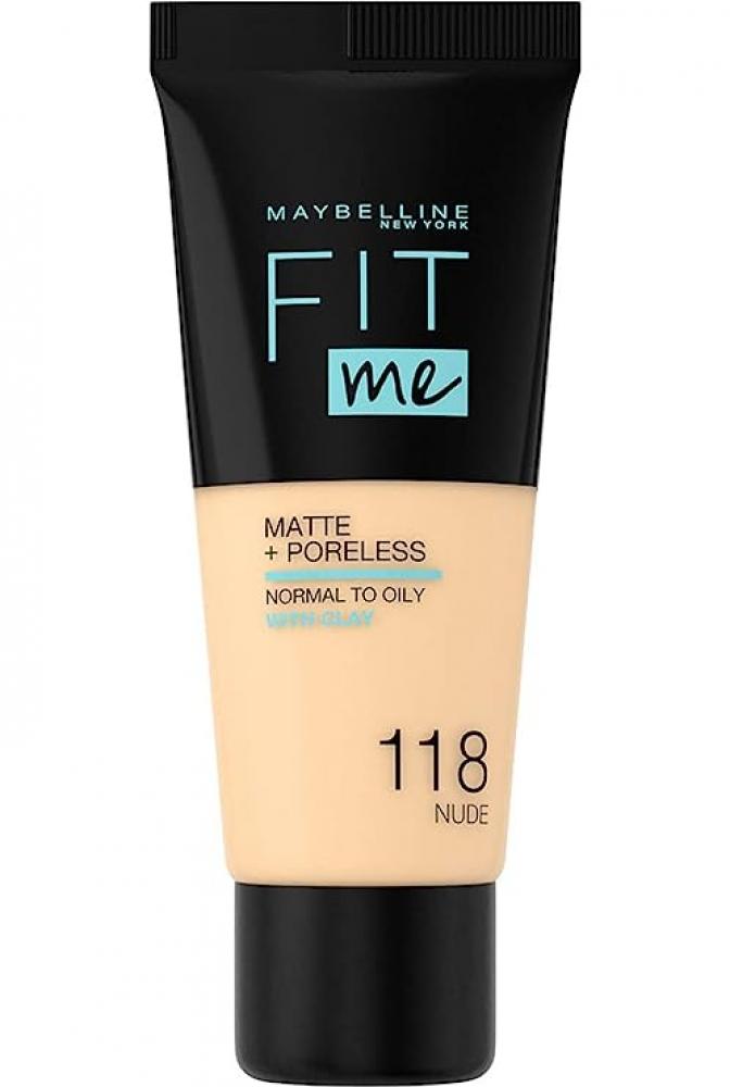 Maybelline New York \/ Foundation Fit me, Matte+poreless, 118 Light beige, 1 fl. oz (30 ml)