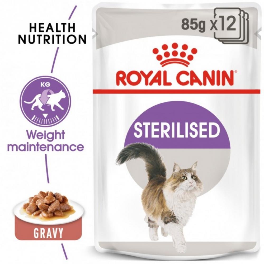 Royal Canin \/ Wet food, Sterilised, Gravy, 3 oz (85 g) royal canin wet food intense beauty gravy pouch box 12 x 3 oz 12 x 85 g