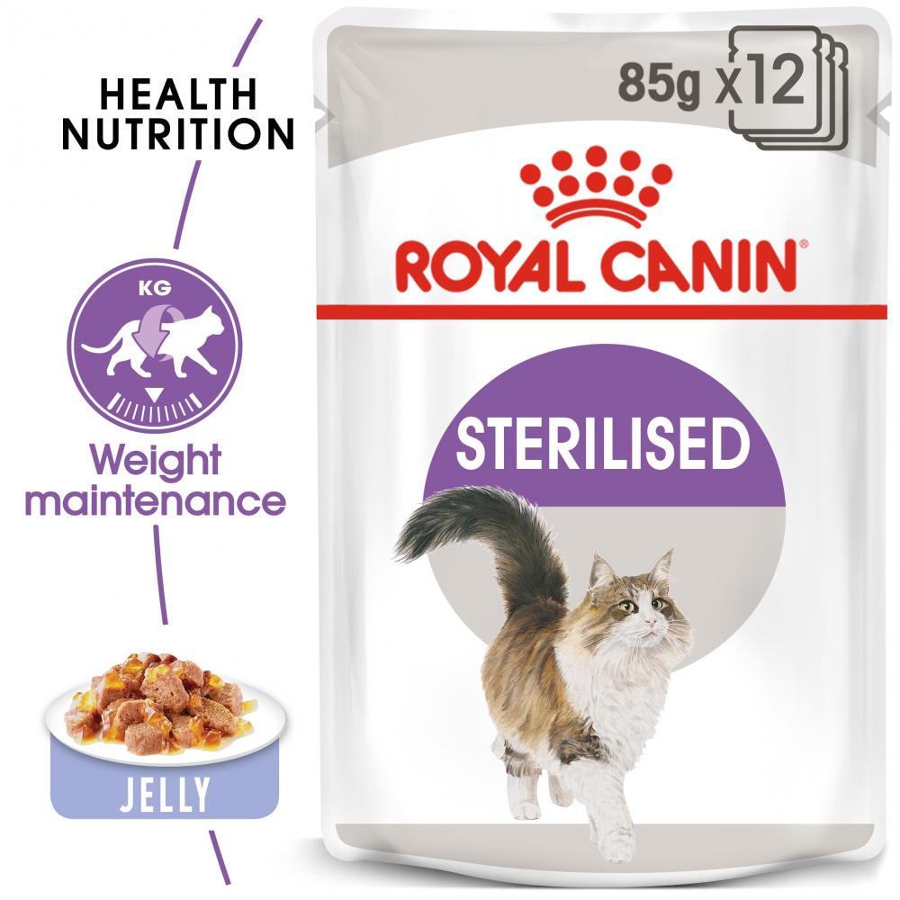 Royal Canin \/ Wet food, Sterilised, Jelly, Pouch, 3 oz (85 g) royal canin wet dog food starter mousse mother and babydog 6 8 oz 195 g