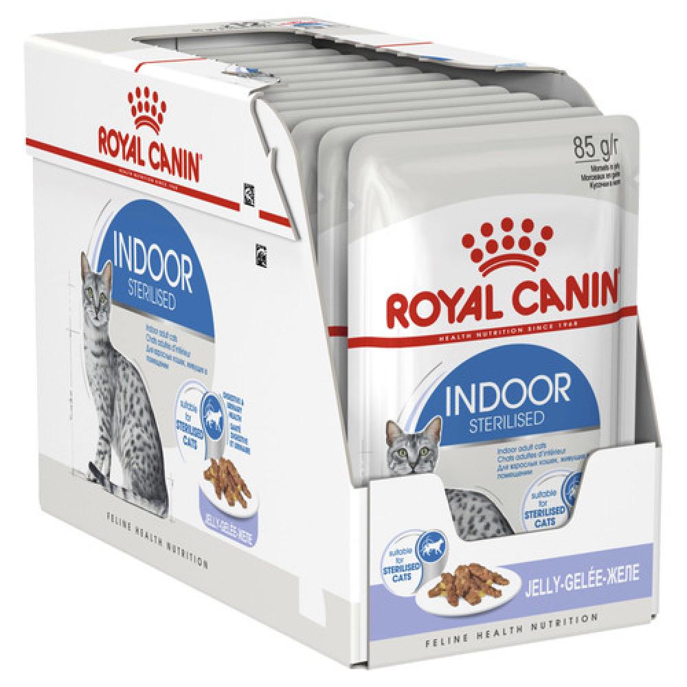 Royal Canin \/ Wet food, Indoor, Sterilised, Jelly, Pouch box, 12 x 3 oz (12 x 85 g) royal canin wet food for adult indoor sterilized by piece gravy 85g