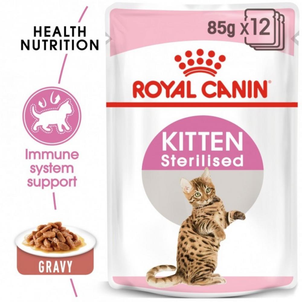 Royal Canin \/ Wet food, Kitten, Sterilized, Gravy, 3 oz(85 g) royal canin wet food kitten sterilized gravy 3 oz 85 g
