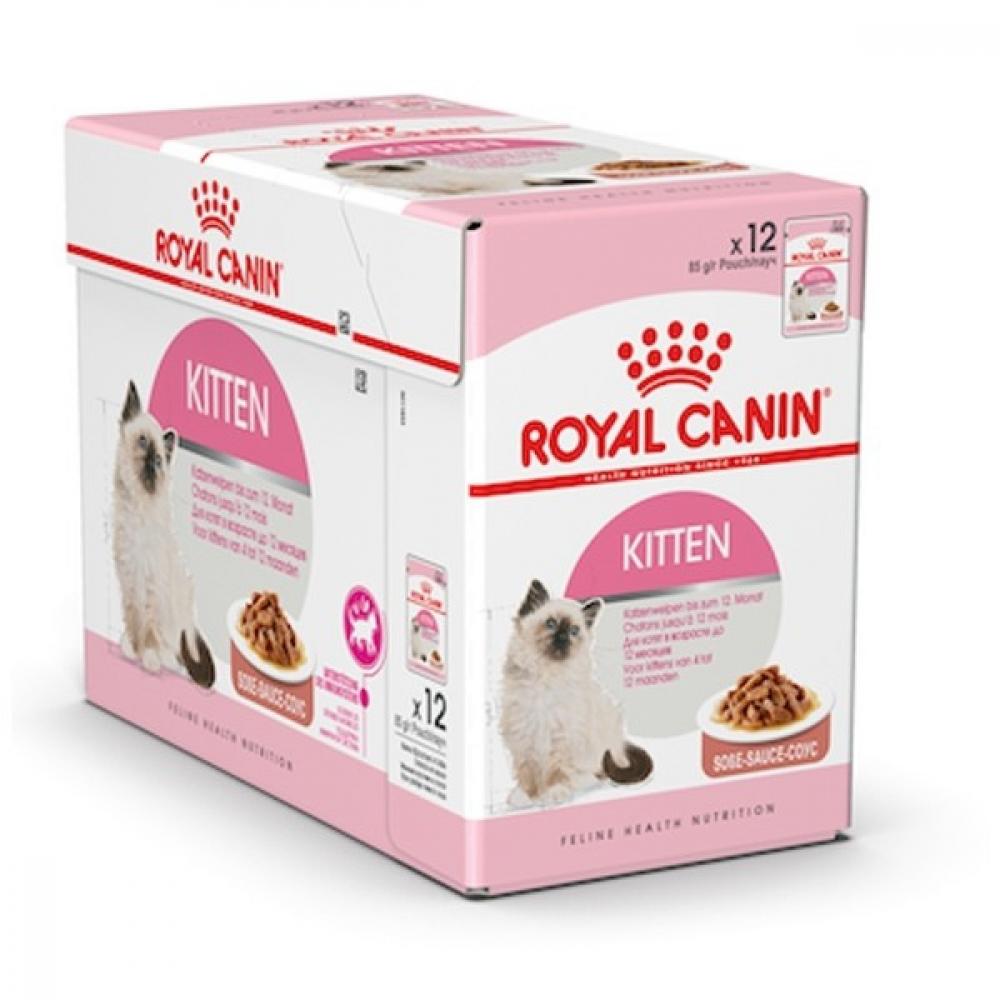 Royal Canin \/ Wet food, Kitten, Gravy, Pouch box, 12 x 3 oz (12 x 85 g) purina friskies wet cat food beef chunks in gravy pouch 3 oz 85 g