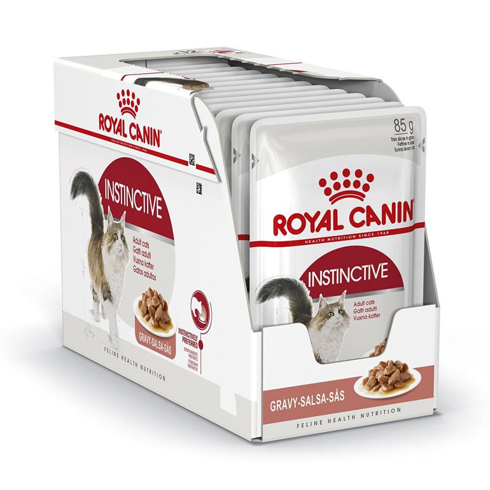 Royal Canin \/ Wet food, Instinctive, Gravy, Pouch box, 12 x 3 oz (12 x 85 g) friskies wet cat food ocean whitefish and tuna shreds in sauce 5 5 oz 156 g