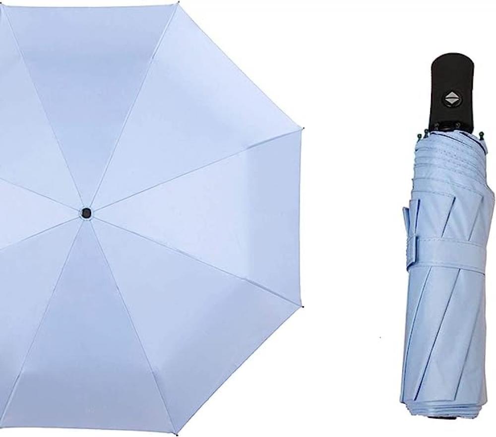 Suncare / Umbrella, Portable, Sky blue fully automatic men folding rain umbrella portable rain sunny umbrella windproof waterpoof three folding uv sun protection b
