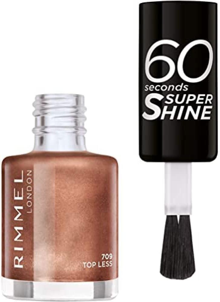 Rimmel London / Nail polish, 60 second, Super shine, 709 - top less uno super shine top coat 30 ml