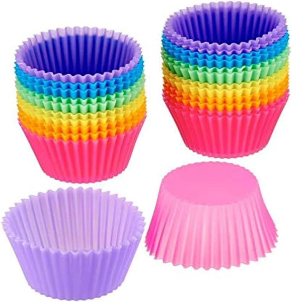 Cupcake mould, Colourful, 2.7 inch (7 cm), Silicone, 12 pcs diy round resin plant mold stripe silicone molds diy flower pot molds dropship