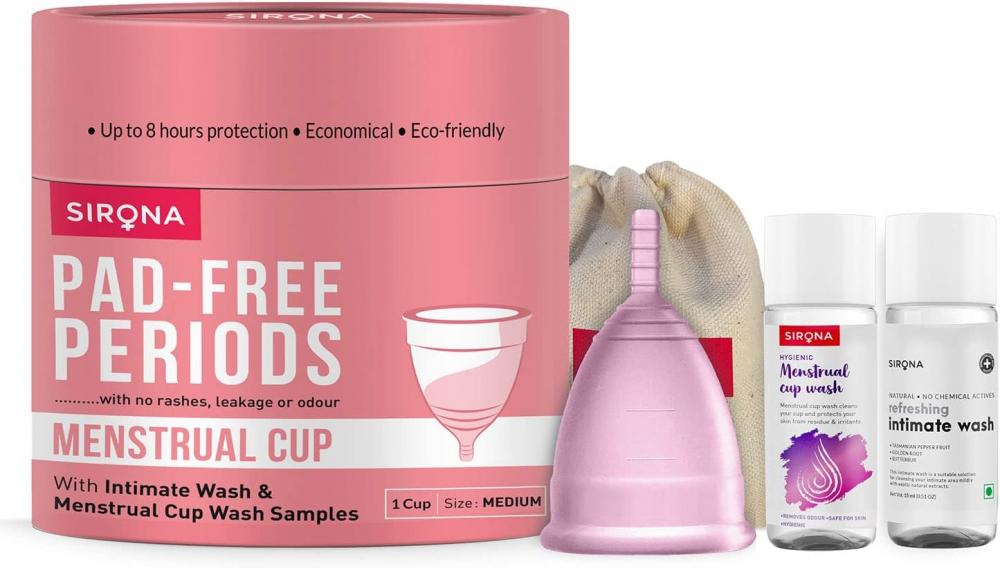 Sirona / Menstrual cup, With pouch, Medium sirona menstrual cup wash with rose fragrance 3 38 fl oz 100 ml