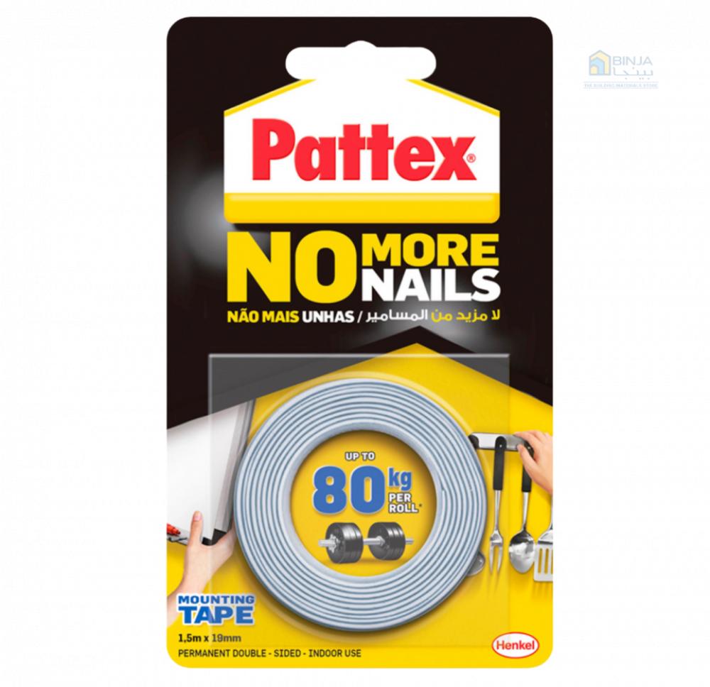 BINJA No More Nails 80Kg - Double Sided Mounting Tape Pattex - (1.5mx19mm) frost king 1 14 x 316 x 30 ft grey self adhesive camper mounting tape