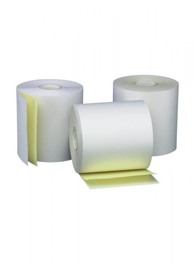 POS Cash Register Rolls 2 Ply 76x70 mm White\/Yellow 55 gsm, Pack of 10 Rolls