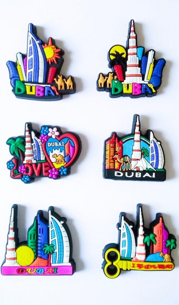 Dubai souvenir fridge magnets, Pvc rubber, Set of 6 pcs expo 2020 dubai dome calligraphy magnet orange