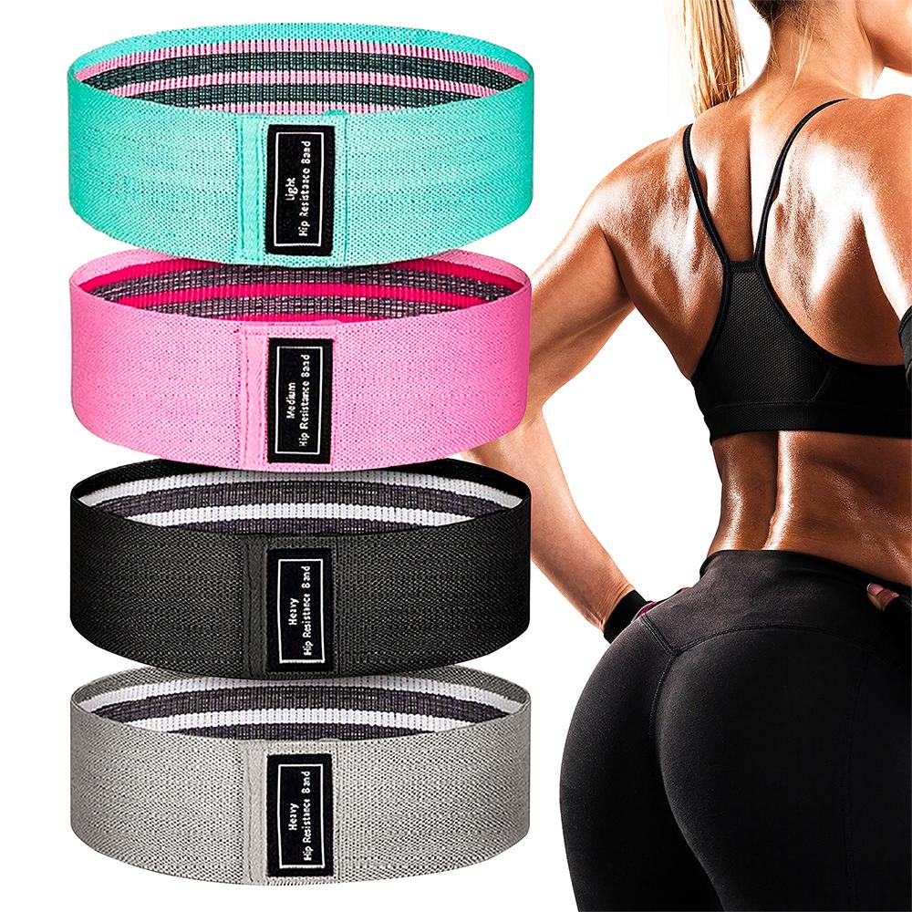 Resistance Bands for Working Out, 4 fabric elastic loops for exercise for women and men, set 2021 new fashion women solid color stretch elastic hair bands simple rope bands protect the hair