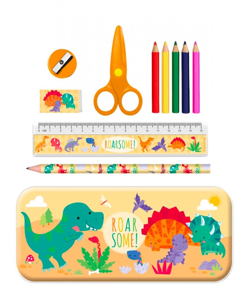 Stationery Tin Set - Dinosaur memo pads sticky notes antique ticket paper notepad diary scrapbooking stickers office school stationery notepad