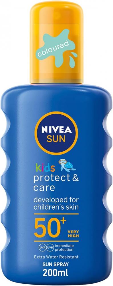 NIVEA / Spray, Protect and care, Kids, 50+ SPF, 6.76 fl oz (200 ml) nivea sun sun cream for kids ultra protect and play spf 50 uva uvb protection for beach play and sport 5 fl oz 150 ml