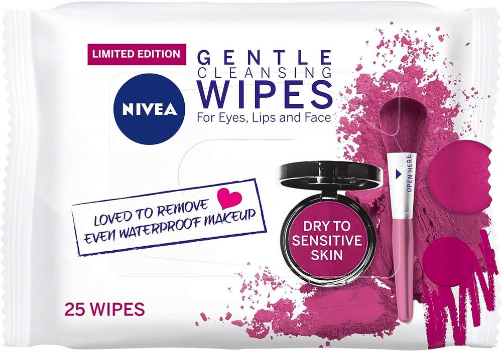 NIVEA / Wet wipes, Gentle cleansing, 3 in 1, 25 pcs facial cleansing brush 3 speed electric sonic vibrating brush for deep cleaning skin gentle exfoliating and massaging waterproof
