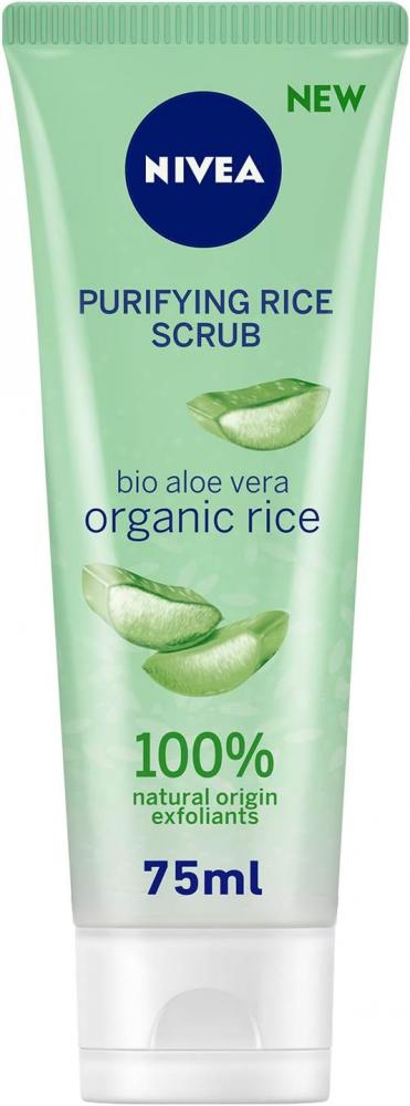 NIVEA / Scrub, Purifying rice, Bio aloe vera, 2.5 fl oz (75 ml) crystal face ball ice globes cooling water wave face and eye massage skin care