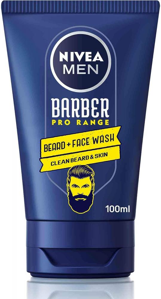 NIVEA MEN / Wash cleanser, Beard and face, Barber pro range, Clean and soft beard, 3.38 fl.oz (100 ml) nail clipper set and facial care kit 18 in 1 rose gold professional grooming set for men and women