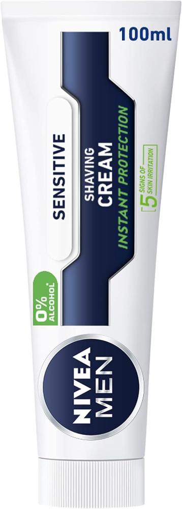 NIVEA MEN / Shaving cream, Sensitive, Chamomile and hamamelis, 3.38 fl.oz (100 ml) arko men cologne after shave lotion balm gel 250 ml fragrance alum stone shaving lotion gel protects your skin relaxes and cools