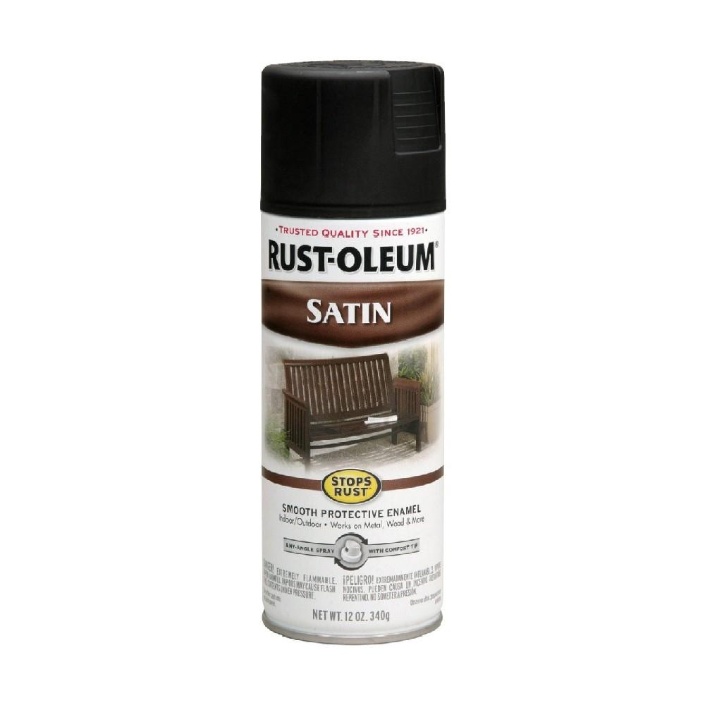 Rust-Oleum Stops Rust Satin Black 12 Oz. rust oleum hammered metal finish silver 12 oz