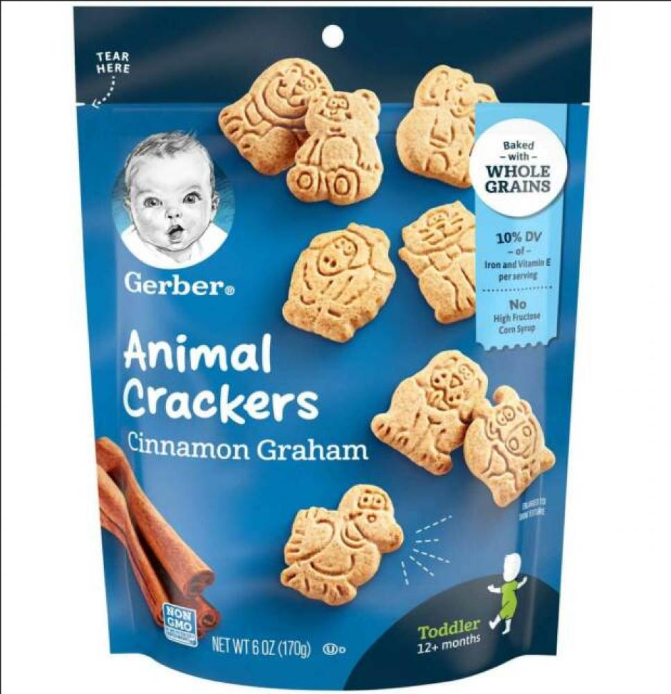 Gerber Animal Crackers Cinamon Graham Pouch 170g цена и фото