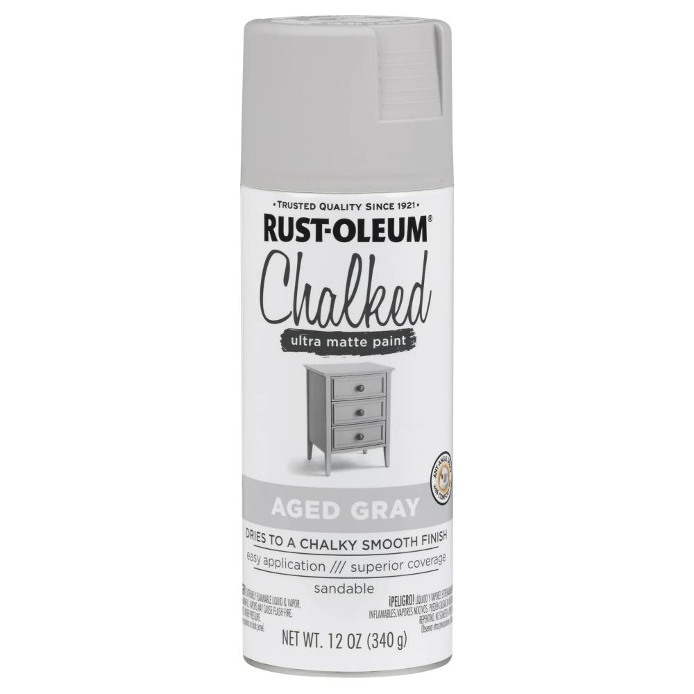 Rust-Oleum 12 Oz. Aged Grey Chalk Spray rust oleum stops rust satin white 12 oz