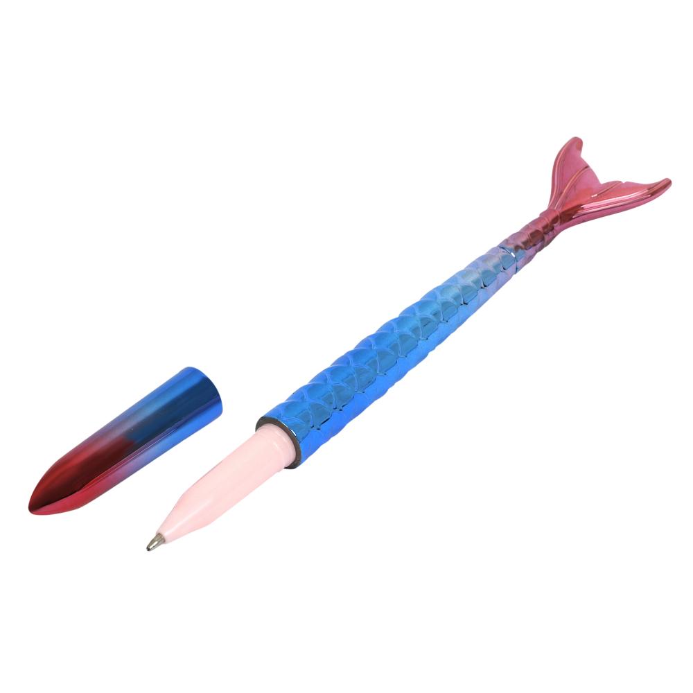 Red Blue Mermaid Pen luxury metal ballpoint pen high quality business signature writing black ink ball pen creative gift office supplies 03764